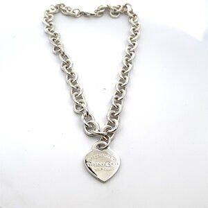 Tiffany & Co "Please Return to Tiffany" Sterling Heart Charm Necklace - 15.5"